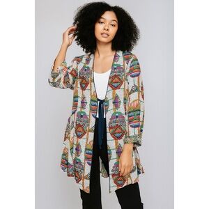 Platinum Dorothy Schoelen VTG TribalGeo Pattern Lightweight Bolero Suit Jacket